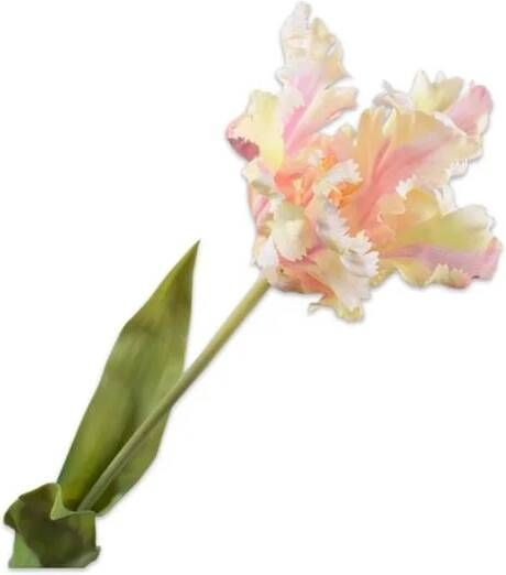 Silk-ka Zijden Bloem-Kunstbloem Tulp Steel Crème-Roze 71 cm