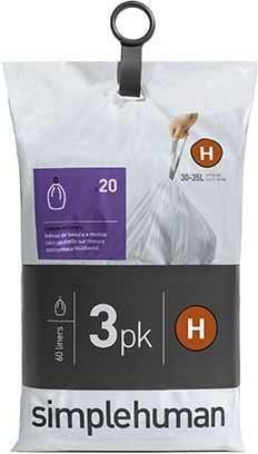 Simplehuman Afvalzakken Liner Pocket Code H 30 liter 3x20 stuks