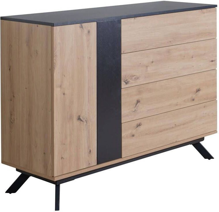 Sky Style Brandio Eiken | Zwart Dressoir 4-Lades