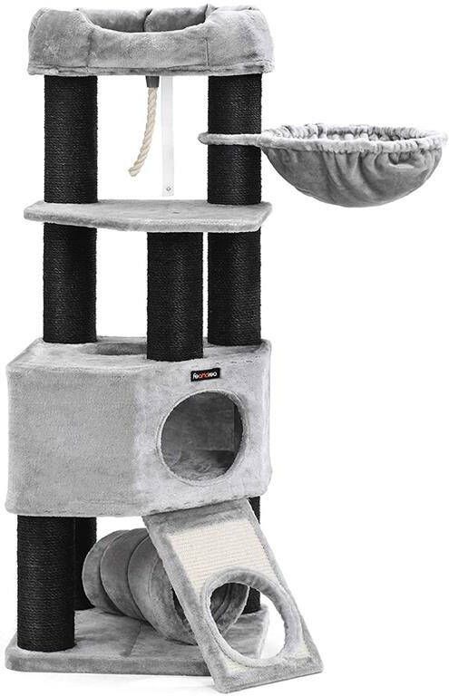 Songmics Hoppa! Kattenboom Krabpaal Lichtgrijs|Zwart Spaanplaat