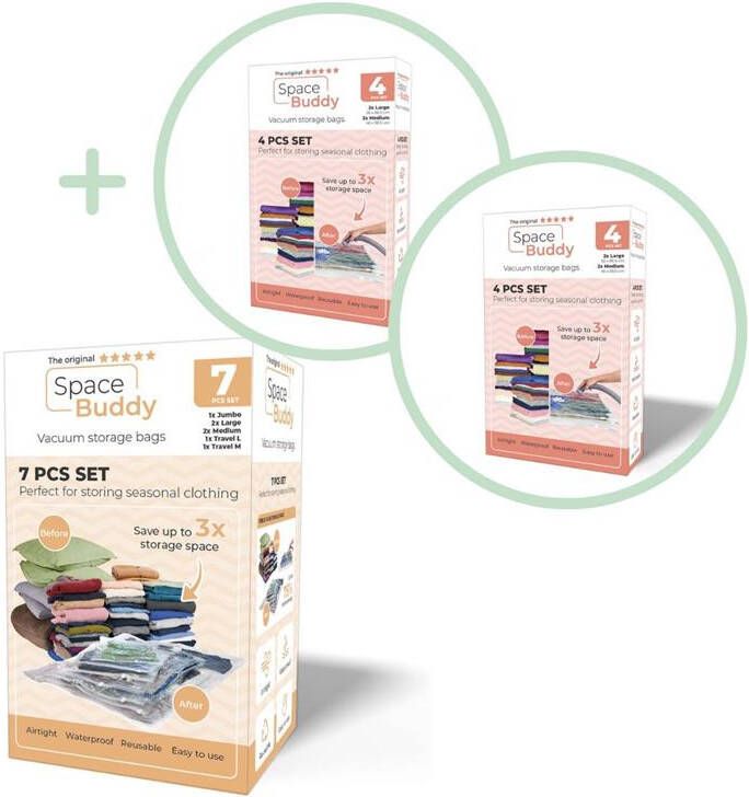 Space Buddy Vacuümzakken Opbergzakken Kleding voor Onderweg 15 st.