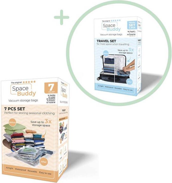 Space Buddy Vacuümzakken Opbergzakken Kleding voor Onderweg 11 st.