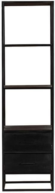 Starfurn Boekenkast zwart mangohout 2 lades Denver Black Mangohout en staal 55 cm - Foto 3