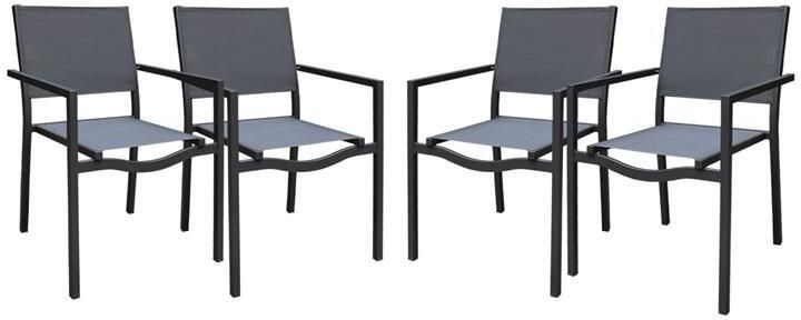 Sweeek Aluminium en textilene stapelbare tuinstoel (set van 4)