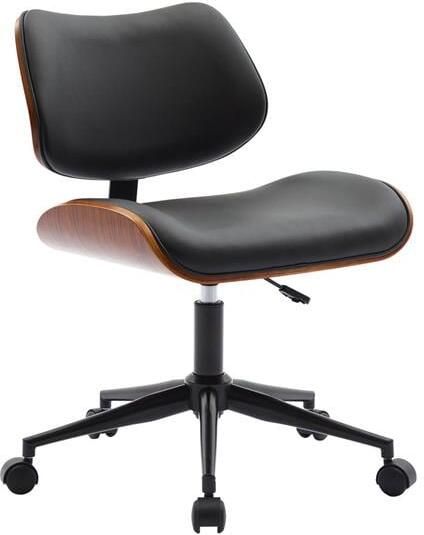 Sweeek Bureaustoel met wielen gebogen hout en kunstleren afwerking