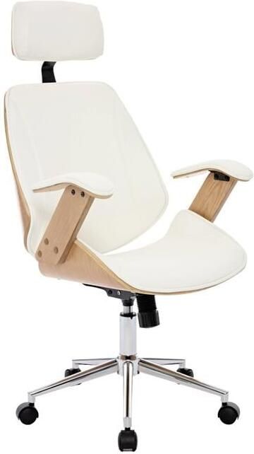 Sweeek Bureaustoel met wielen gebogen hout en kunstleren afwerking