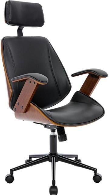 Sweeek Bureaustoel met wielen gebogen hout en kunstleren afwerking