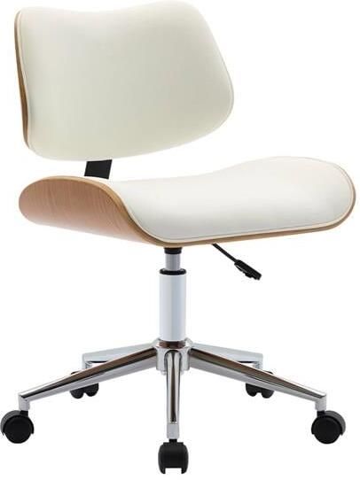 Sweeek Bureaustoel met wielen gebogen hout en kunstleren afwerking