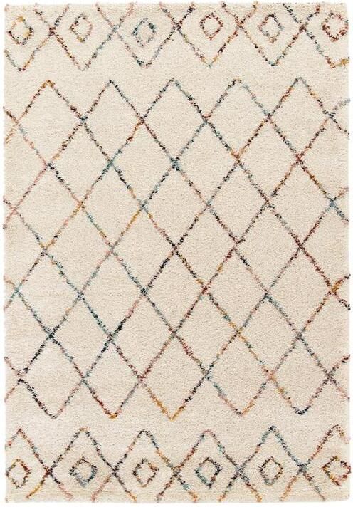 Sweeek Interieurtapijt van shaggy stof Berber-stijl crèmekleurig