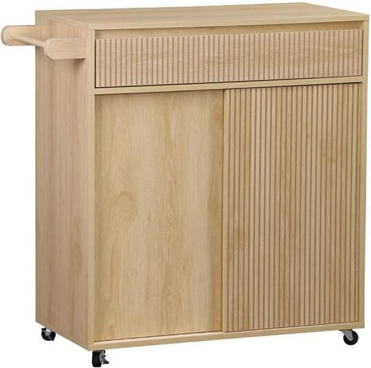 Sweeek Keukentrolley met houtdecor 1 handgreep 1 lade 2 deuren