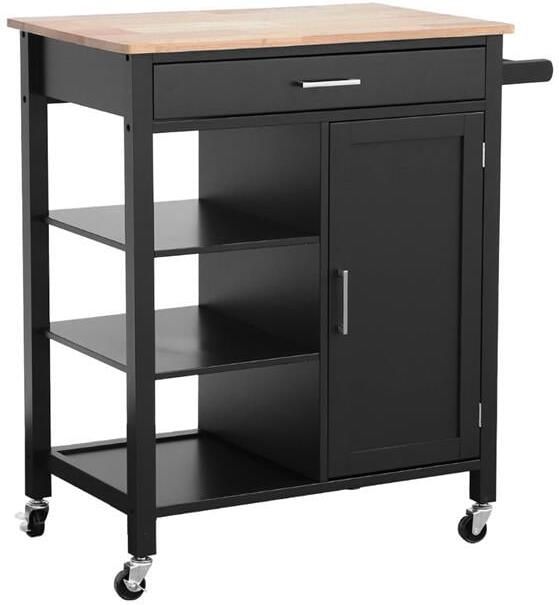 Sweeek keukentrolley van rubberhout met handvat