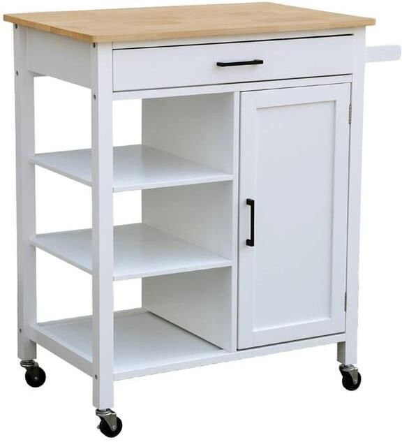 Sweeek keukentrolley van rubberhout met handvat