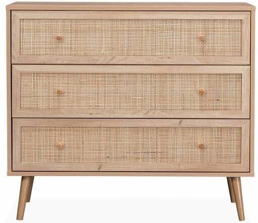 Alice's Garden Ladekast Bohème hout- en rietlook 3 lades Naturel Bohème - Foto 5