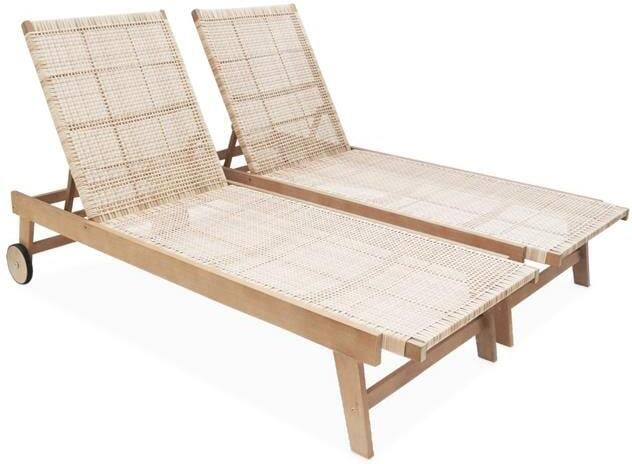 Sweeek Relaxfauteuil in hout en hars (set van 2)