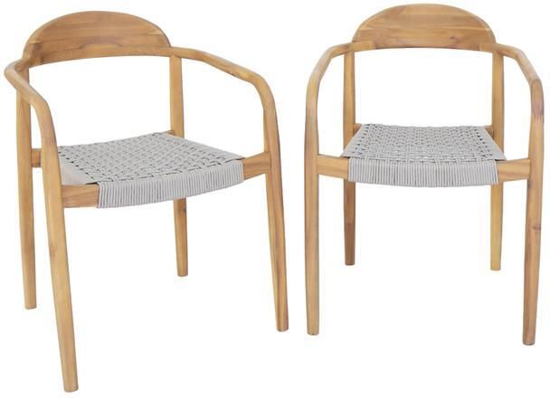 Sweeek Set van 2 acacia houten tuinstoelen zitting in kunststof