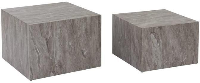 Sweeek Set van 2 vierkante salontafels met marmereffect - Foto 2