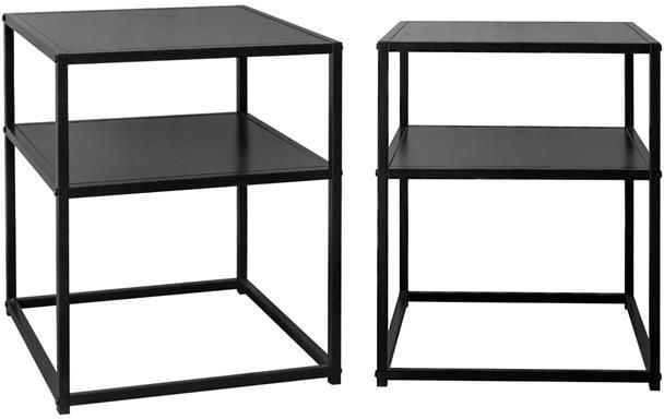 Sweeek Set van 2 zwart metalen nachtkastjes met legplanken - Foto 2