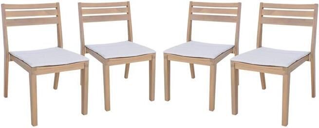 Sweeek Set van 4 acaciahouten tuinstoelen met kussen