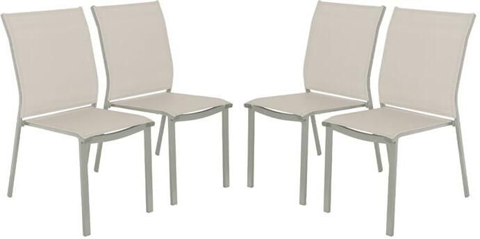 Sweeek Stapelbare tuinstoel van aluminium en textileen (Set van 4)