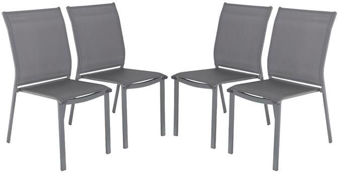 Sweeek Stapelbare tuinstoel van aluminium en textileen (Set van 4)