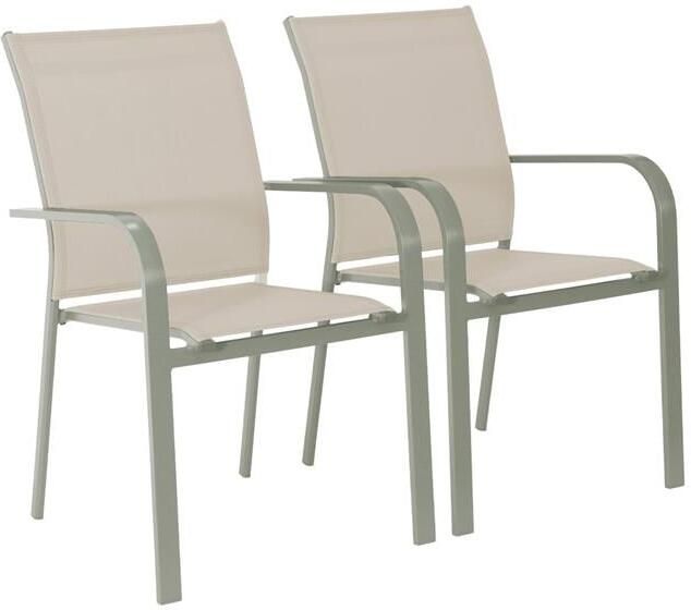 Sweeek Stapelen tuinstoelen van aluminium en textileen (Set van 2)