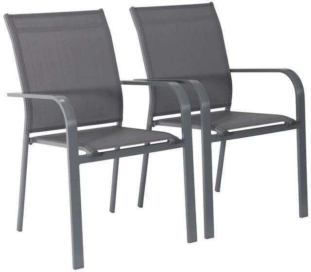 Sweeek Stapelen tuinstoelen van aluminium en textileen (Set van 2)