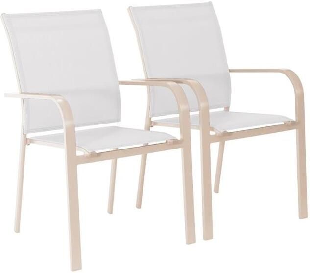 Sweeek Stapelen tuinstoelen van aluminium en textileen (Set van 2)