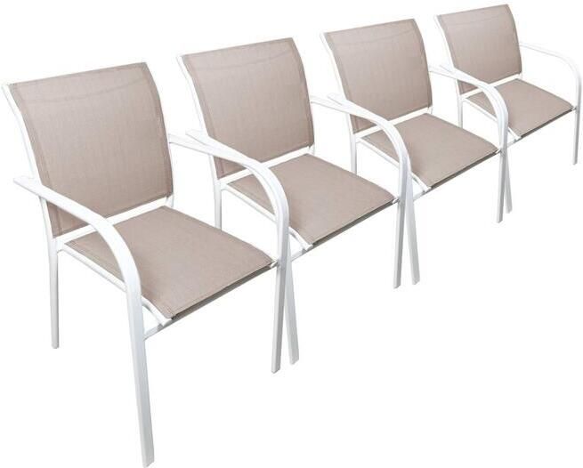 Sweeek Tuinstoel van aluminium en textilene (Set van 4)