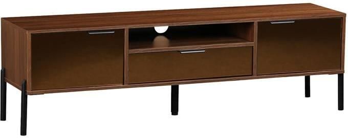 Sweeek Vintage walnoot tv-meubel met houteffect afwerking met rookkleurig glas metalen poten en handgrepen l 151 5 x 38 x 44 7cm - Foto 2