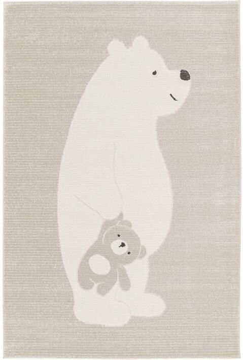 Sweeek Vloerkleed beige|crème teddybeer