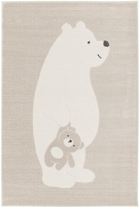 Sweeek Vloerkleed beige|crème teddybeer