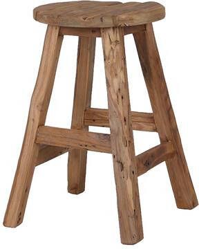 Tall Men Standing Houten Vintage kruk rond 4 houten poten Ø30 x H50 cm gerecycled teak hout