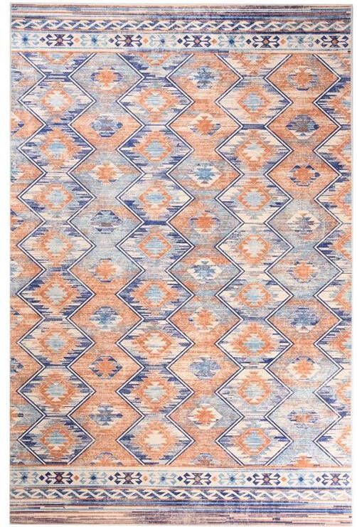 Tapeso Bohemian vloerkleed wasbaar Moderna blauw 200x300 cm