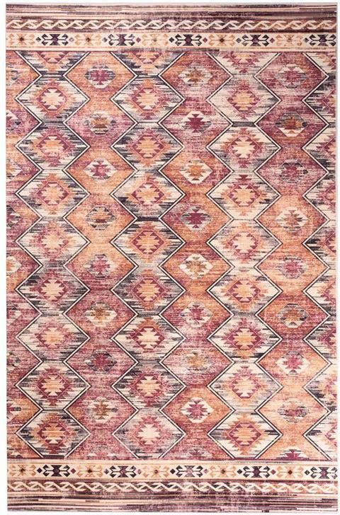 Tapeso Bohemian vloerkleed wasbaar Moderna rood 160x240 cm