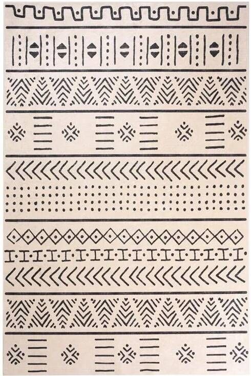 Tapeso Bohemian vloerkleed wasbaar Moderna wit|zwart 160x240 cm