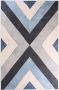 Tapeso Geometrisch vloerkleed wasbaar Moderna blauw grijs 200x300 cm - Thumbnail 1
