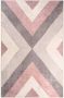 Tapeso Geometrisch vloerkleed wasbaar Moderna roze grijs 140x200 cm - Thumbnail 1
