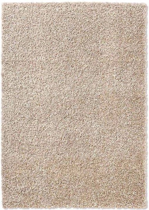 Tapeso Vierkant hoogpolig vloerkleed effen Classic beige 200x200 cm - Foto 2