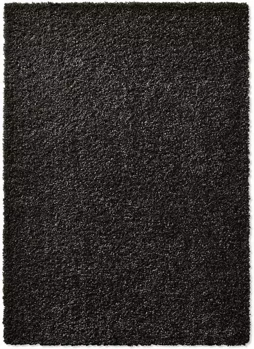 Tapeso Hoogpolig vloerkleed effen Spectrum zwart 80x150 cm Zwart - Foto 2