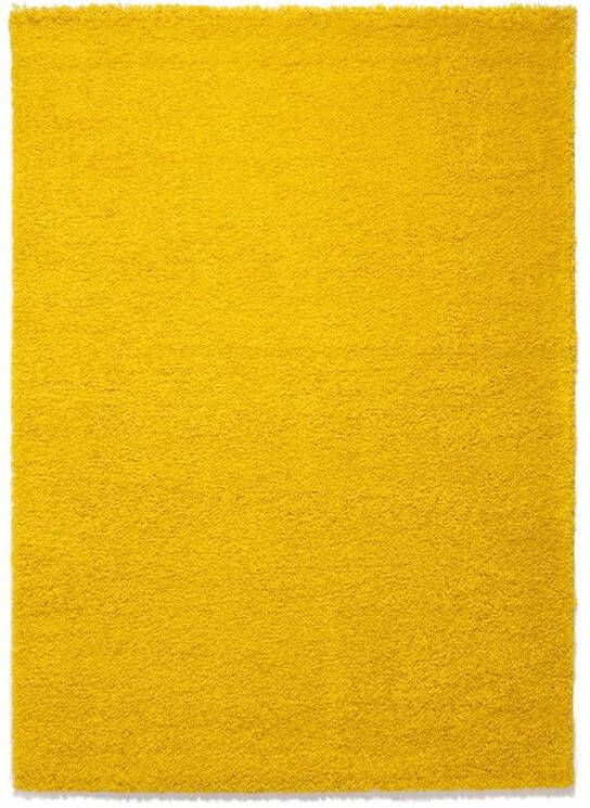 Tapeso Hoogpolig vloerkleed shaggy Trend effen geel 120x170 cm