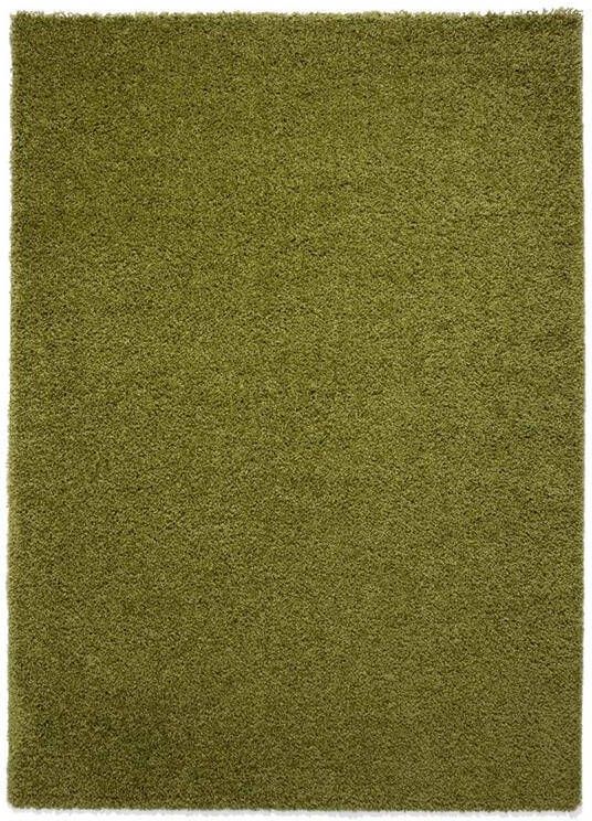 Tapeso Hoogpolig vloerkleed shaggy Trend effen groen 100x100 cm