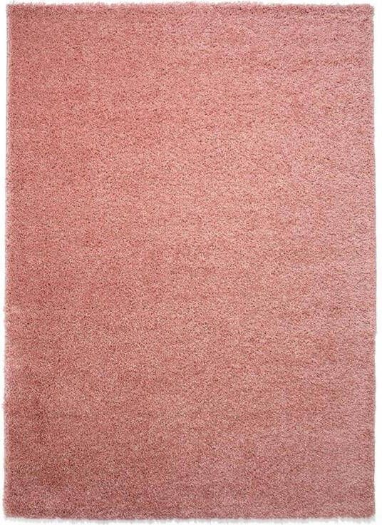Tapeso Hoogpolig vloerkleed shaggy Trend effen roze 120x170 cm