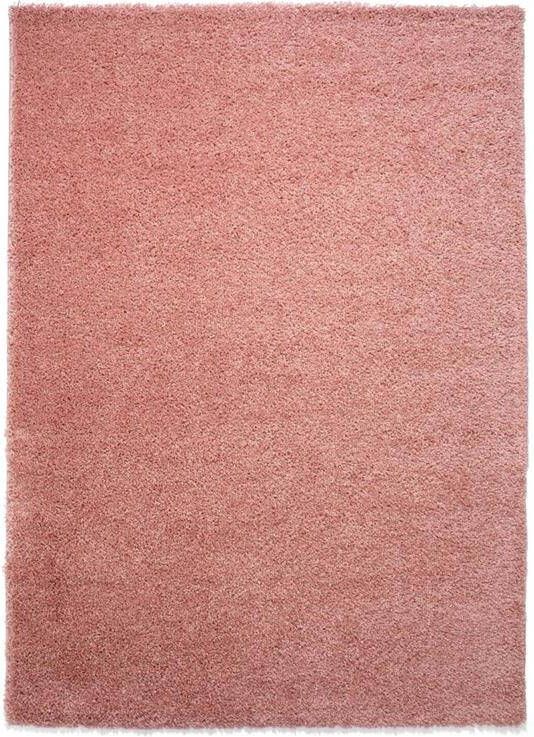 Tapeso Hoogpolig vloerkleed shaggy Trend effen roze 140x200 cm