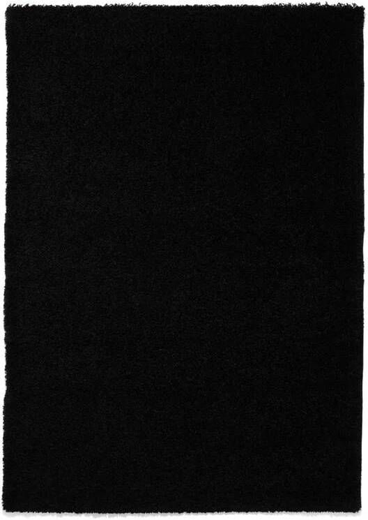 Tapeso Hoogpolig vloerkleed shaggy Trend effen zwart 100x200 cm