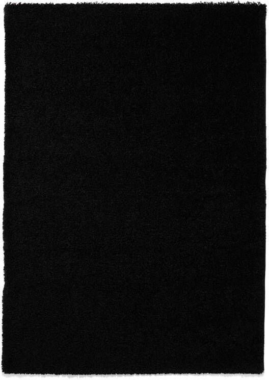 Tapeso Hoogpolig vloerkleed shaggy Trend effen zwart 120x170 cm