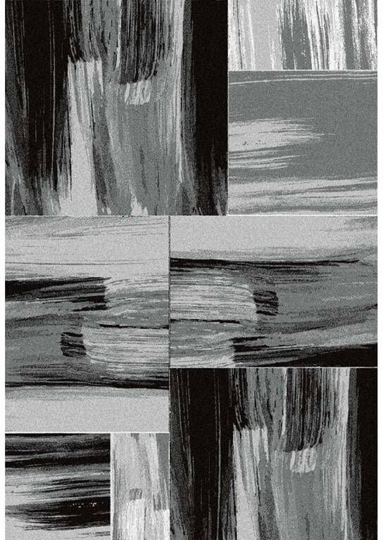 Tapeso Modern vloerkleed Lima Grijs 1350 80x150 cm Zwart
