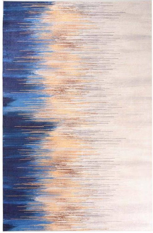 Tapeso Modern vloerkleed wasbaar Moderna goud|blauw 140x200 cm