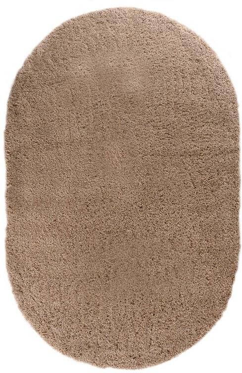 Tapeso Ovaal hoogpolig vloerkleed Cozy Shaggy beige 100x150 cm