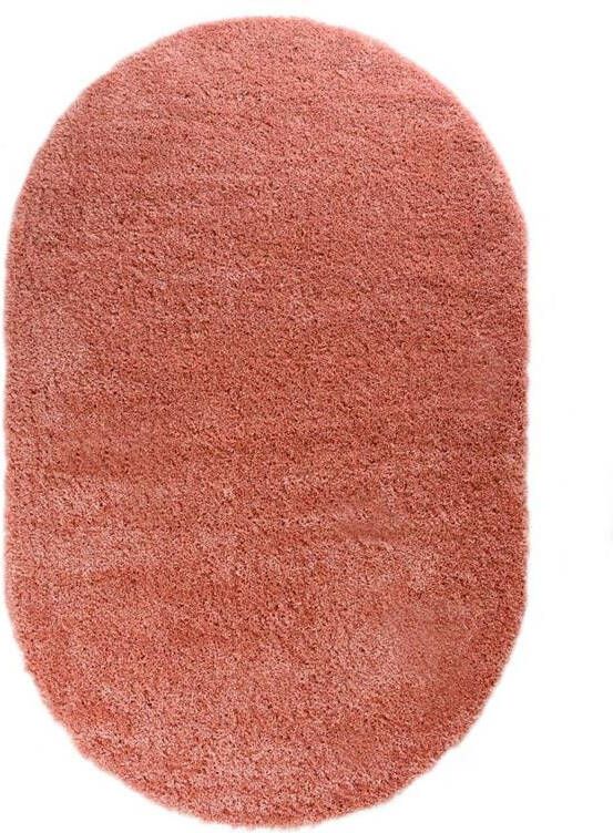 Tapeso Ovaal hoogpolig vloerkleed Cozy Shaggy roze 100x150 cm
