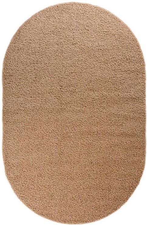 Tapeso Ovaal hoogpolig vloerkleed shaggy Trend effen beige 300x400 cm - Foto 2